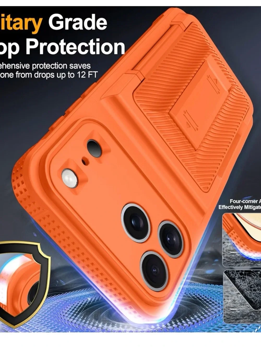Orange Card-Holder Protective Phone Case with Kickstand I phone 17 pro NEW
